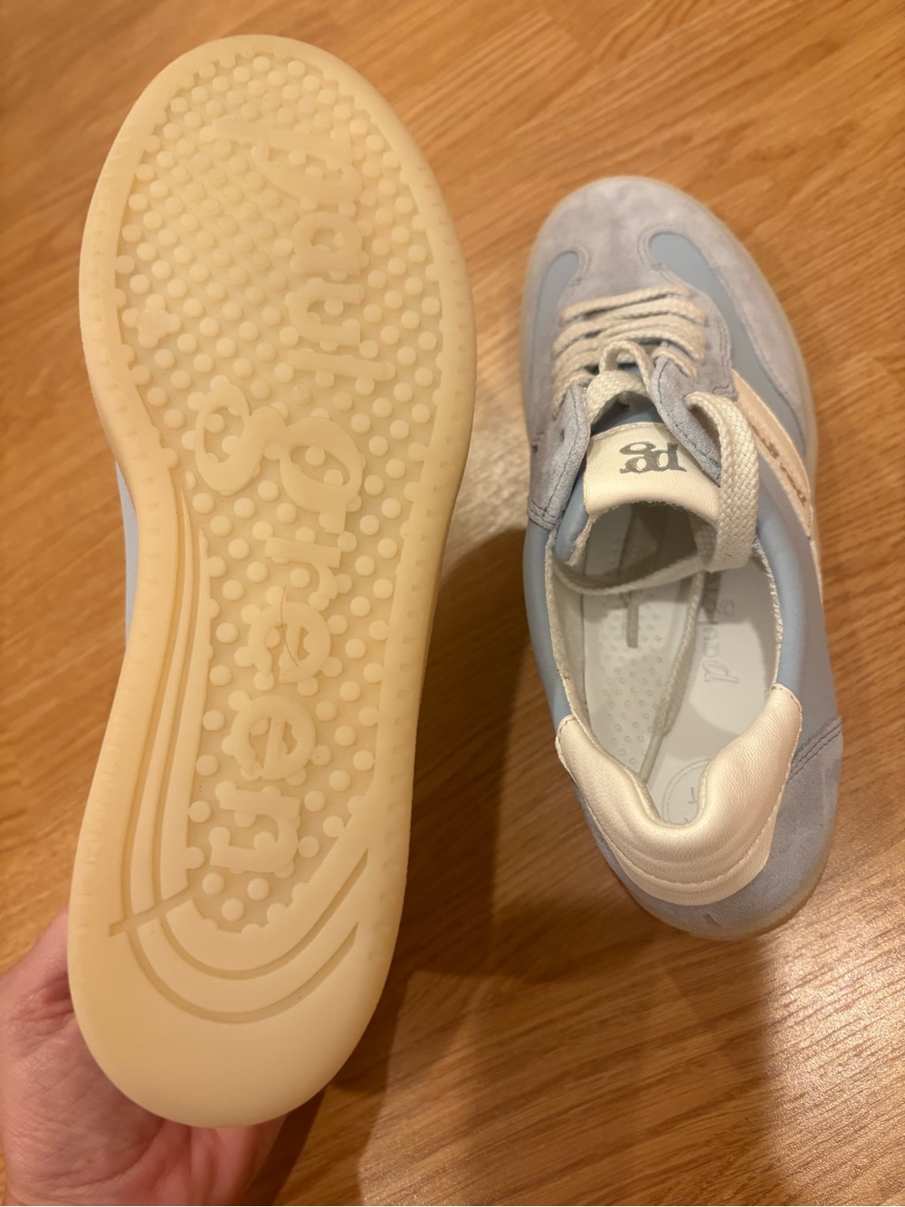 Paul Green Light Blue and White Women's Suede & Leather Sneakers - Picture 4 of 7